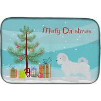 "Caroline's Treasures Maltese Merry Christmas Tree Dish Drying Mat, 14"" x 21"", Multicolor"
