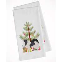 Japanese Chin Merry Christmas Tree White Kitchen Towel Set of 2