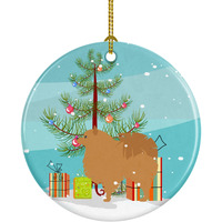 "Caroline's Treasures Pomeranian Merry Christmas Tree Ceramic Ornament, Multicolor"