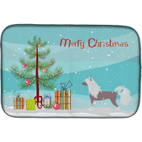 "Caroline's Treasures Chinese Crested Merry Christmas Tree Dish Drying Mat, 14"" x 21"""