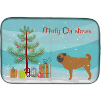 "Caroline's Treasures Pug Merry Christmas Tree Dish Drying Mat, 14"" x 21"""
