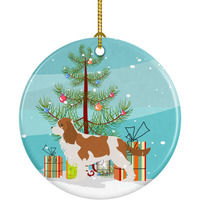 "Caroline's Treasures Cavalier King Charles Spaniel Merry Christmas Tree Ceramic Ornament, Multicolor"