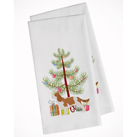 Cavalier King Charles Spaniel Merry Christmas Tree White Kitchen Towel Set of 2