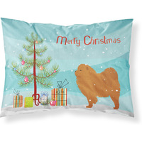 Caroline's Treasures Christmas Tree Chow Merry Fabric Standard Pillowcase BB2969PILLOWCASE
