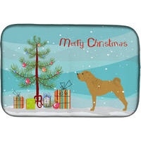 "Caroline's Treasures Shar Pei Merry Christmas Tree Dish Drying Mat, 14"" x 21"", Multicolor"
