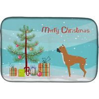 "Caroline's Treasures Boxer Merry Christmas Tree Dish Drying Mat, 14"" x 21"""