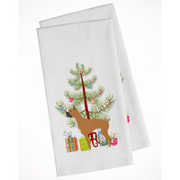 Boxer Merry Christmas Tree White Kitchen Towel Set of 2