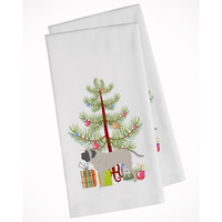 English Mastiff Merry Christmas Tree White Kitchen Towel Set of 2