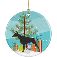 "Caroline's Treasures Doberman Pinscher Merry Christmas Tree Ceramic Ornament, Multicolor"