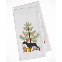 Doberman Pinscher Merry Christmas Tree White Kitchen Towel Set of 2