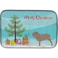 "Caroline's Treasures Neapolitan Mastiff Merry Christmas Tree Dish Drying Mat, 14"" x 21"", Multicolor"
