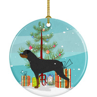 "Caroline's Treasures Rottweiler Merry Christmas Tree Ceramic Ornament, Multicolor"