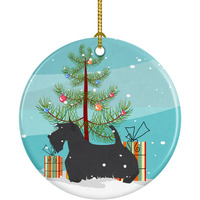 "Caroline's Treasures Scottish Terrier Merry Christmas Tree Ceramic Ornament, Multicolor"
