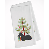 Scottish Terrier Merry Christmas Tree White Kitchen Towel Set of 2