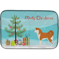 "Caroline's Treasures Akita Merry Christmas Tree Dish Drying Mat, 14"" x 21"""