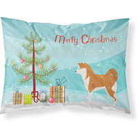 Caroline's Treasures Christmas Tree Akita Merry Fabric Standard Pillowcase BB2990PILLOWCASE