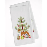 Basenji Merry Christmas Tree White Kitchen Towel Set of 2