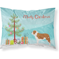 Caroline's Treasures Christmas Tree Saint Bernard Merry Fabric Standard Pillowcase BB2994PILLOWCASE