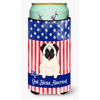 "Caroline's Treasures BB2999TBC USA Pug Cream Tall Boy Insulator Hugger cold-beverage-koozies, Multicolor"