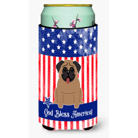 "Caroline's Treasures BB3000TBC Patriotic USA Pug Brown Tall Boy Hugger cold-beverage-koozies, Multicolor"