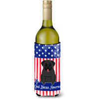 "Caroline's Treasures BB3001LITERK USA Pug Black Wine Bottle Insulator Hugger cold-beverage-koozies, 750 ml, Multicolor"