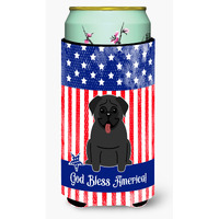 "Caroline's Treasures BB3001TBC Patriotic USA Pug Black Tall Boy Hugger cold-beverage-koozies, Multicolor"