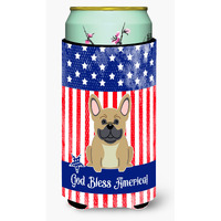 "Caroline's Treasures BB3005TBC Patriotic USA French Bulldog Cream Tall Boy Hugger cold-beverage-koozies, Multicolor"