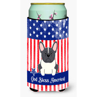 "Caroline's Treasures BB3007TBC USA French Bulldog Black White Tall Boy Hugger cold-beverage-koozies, Multicolor"
