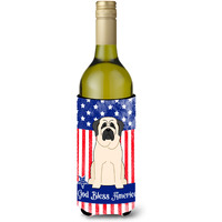 "Caroline's Treasures BB3012LITERK Patriotic USA Mastiff White Wine Bottle Hugger cold-beverage-koozies, 750 ml, Multicolor"