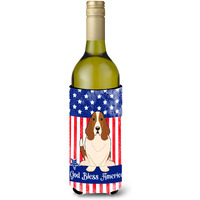 "Caroline's Treasures BB3016LITERK Patriotic USA Basset Hound Wine Bottle Hugger cold-beverage-koozies, 750 ml, Multicolor"