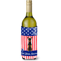 "Caroline's Treasures BB3023LITERK Patriotic USA Manchester Terrier Wine Bottle Hugger cold-beverage-koozies, 750 ml, Multicolor"