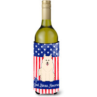 "Caroline's Treasures BB3025LITERK Patriotic USA Samoyed Wine Bottle Hugger cold-beverage-koozies, 750 ml, Multicolor"