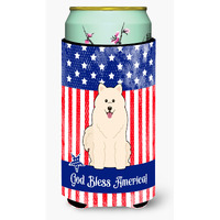 "Caroline's Treasures BB3025TBC Patriotic USA Samoyed Tall Boy Hugger cold-beverage-koozies, Multicolor"
