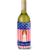 "Caroline's Treasures BB3026LITERK Patriotic USA Russian Spaniel Wine Bottle Hugger cold-beverage-koozies, 750 ml, Multicolor"
