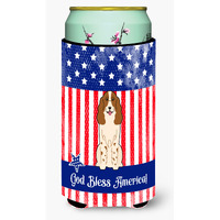 "Caroline's Treasures BB3026TBC Patriotic USA Russian Spaniel Tall Boy Hugger cold-beverage-koozies, Multicolor"