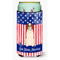 "Caroline's Treasures BB3030TBC Patriotic USA Saint Bernard Tall Boy Hugger cold-beverage-koozies, Multicolor"