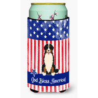 "Caroline's Treasures BB3031TBC Patriotic USA Bernese Mountain Dog Tall Boy Hugger cold-beverage-koozies, Multicolor"