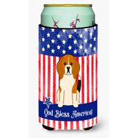 "Caroline's Treasures BB3035TBC Patriotic USA Beagle Tricolor Tall Boy Hugger cold-beverage-koozies, Multicolor"