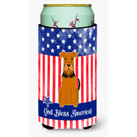 "Caroline's Treasures BB3036TBC Patriotic USA Airedale Tall Boy Hugger cold-beverage-koozies, Multicolor"