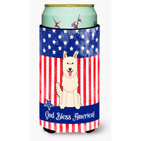"Caroline's Treasures BB3040TBC Patriotic USA White German Shepherd Tall Boy Hugger cold-beverage-koozies, Multicolor"