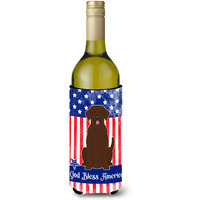 "Caroline's Treasures BB3051LITERK Patriotic USA Chocolate Labrador Wine Bottle Hugger cold-beverage-koozies, 750 ml, Multicolor"