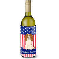 "Caroline's Treasures BB3053LITERK Patriotic USA Cavalier Spaniel Wine Bottle Hugger cold-beverage-koozies, 750 ml, Multicolor"
