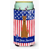 "Caroline's Treasures BB3057TBC Patriotic USA Irish Terrier Tall Boy Hugger cold-beverage-koozies, Multicolor"