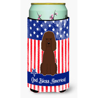 "Caroline's Treasures BB3058TBC Patriotic USA Irish Water Spaniel Tall Boy Hugger cold-beverage-koozies, Multicolor"
