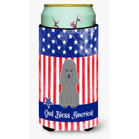 "Caroline's Treasures BB3063TBC Patriotic USA Poodle Silver Tall Boy Hugger cold-beverage-koozies, Multicolor"