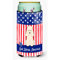 "Caroline's Treasures BB3065TBC Patriotic USA Poodle White Tall Boy Hugger cold-beverage-koozies, Multicolor"