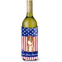 "Caroline's Treasures BB3067LITERK Patriotic USA Brittany Spaniel Wine Bottle Hugger cold-beverage-koozies, 750 ml, Multicolor"