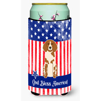 "Caroline's Treasures BB3067TBC Patriotic USA Brittany Spaniel Tall Boy Hugger cold-beverage-koozies, Multicolor"