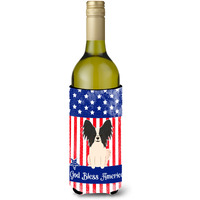 "Caroline's Treasures BB3071LITERK USA Papillon Black White Wine Bottle Hugger cold-beverage-koozies, 750 ml, Multicolor"