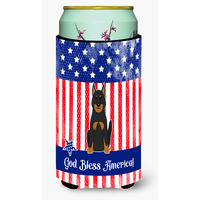 "Caroline's Treasures BB3075TBC Patriotic USA Beauce Shepherd Dog Tall Boy Hugger cold-beverage-koozies, Multicolor"